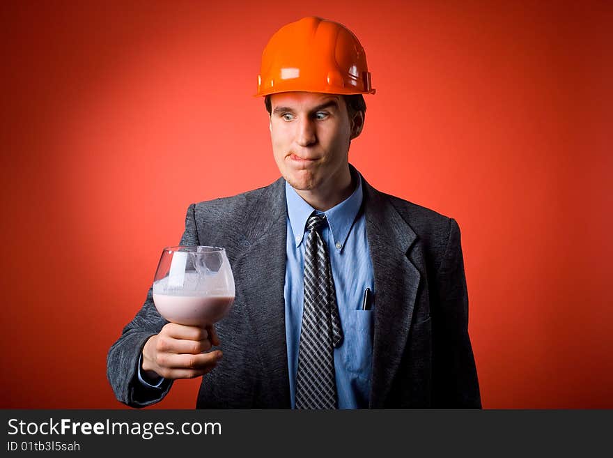 The man in a helmet and yoghurt