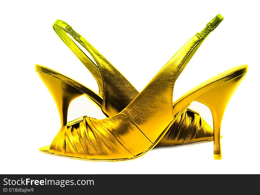 Gold Shoe Isolated On White