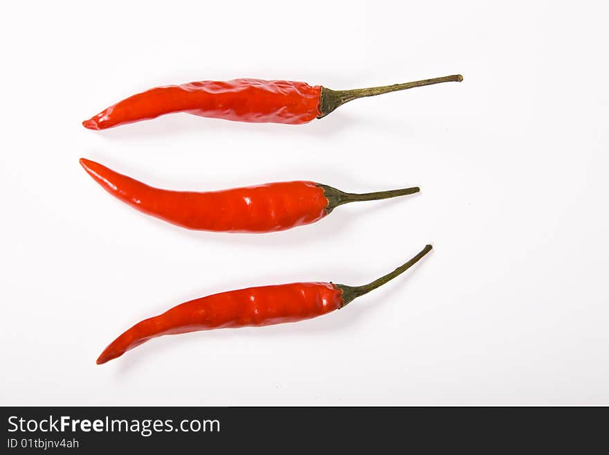 Red hot chili pepper on the white background