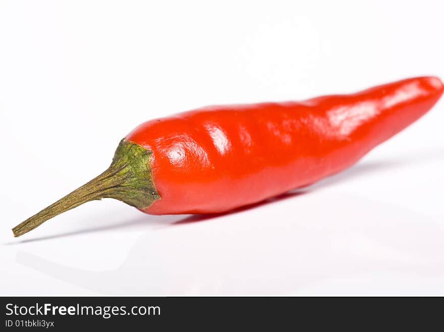 Red hot chili pepper on the white background