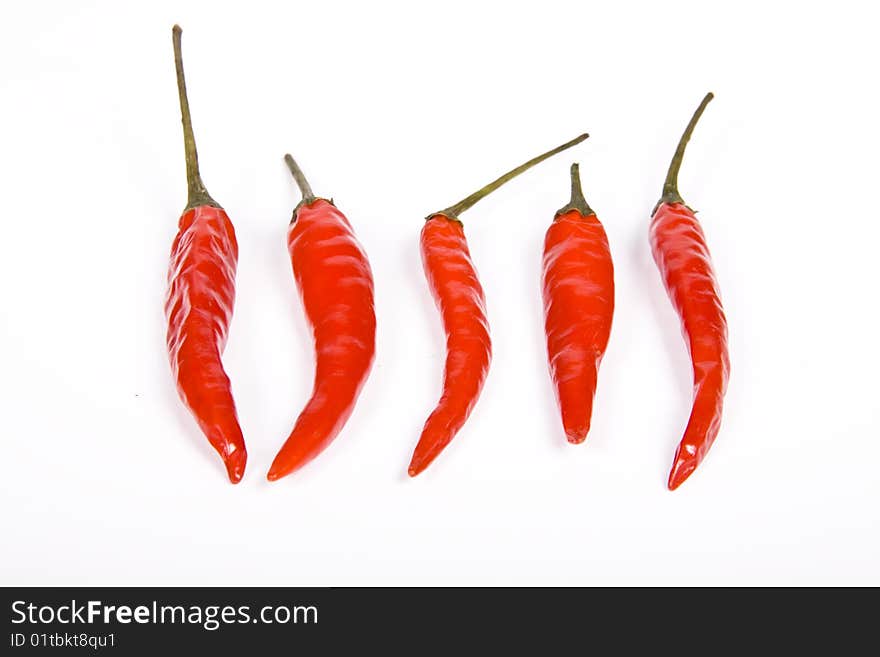 Red hot chili pepper on the white background