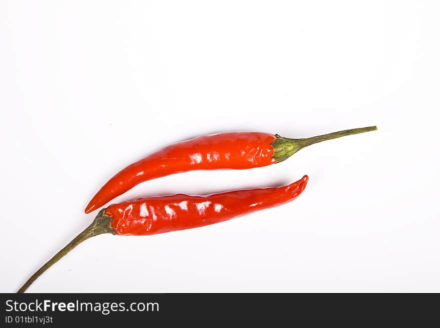 Red hot chili pepper on the white background