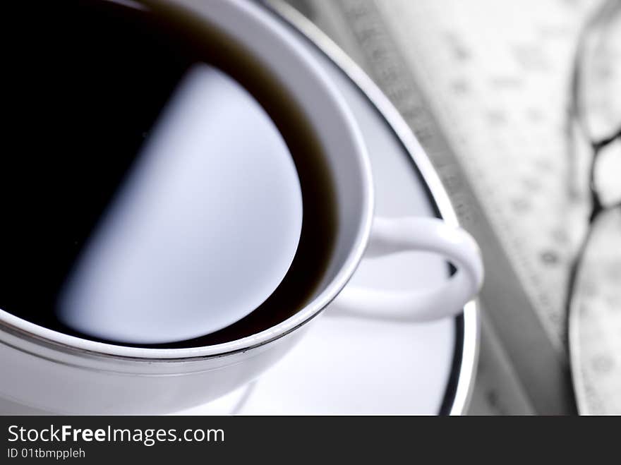 Morning coffee on white background