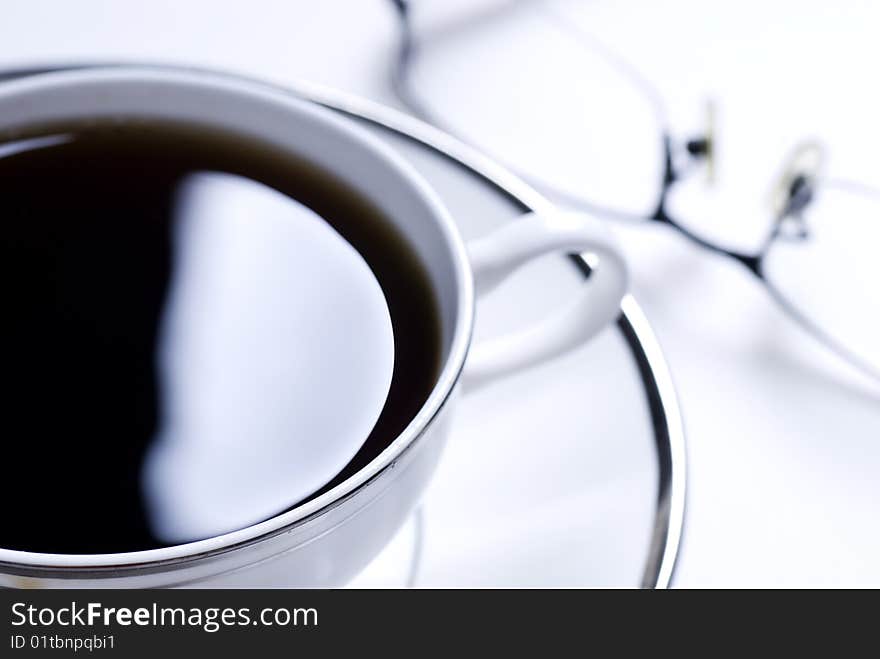 Morning coffee on white background