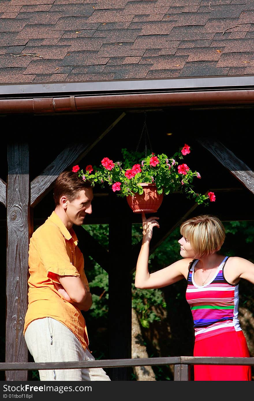 Young attractive couple in their new house. Young attractive couple in their new house