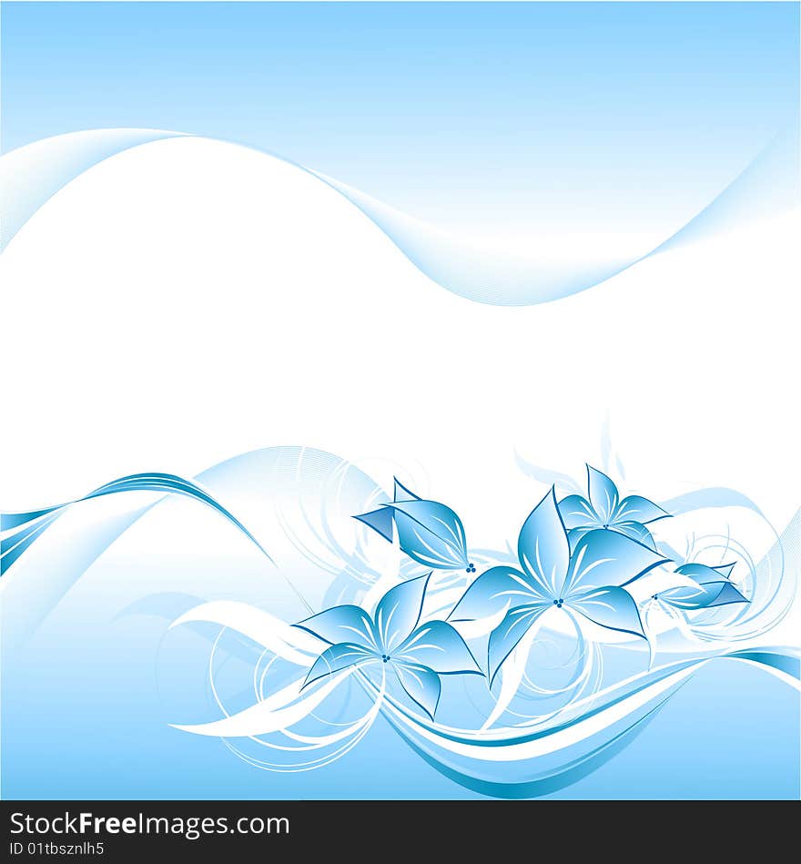 Abstract vector background with flowers and wavy lines. Abstract vector background with flowers and wavy lines