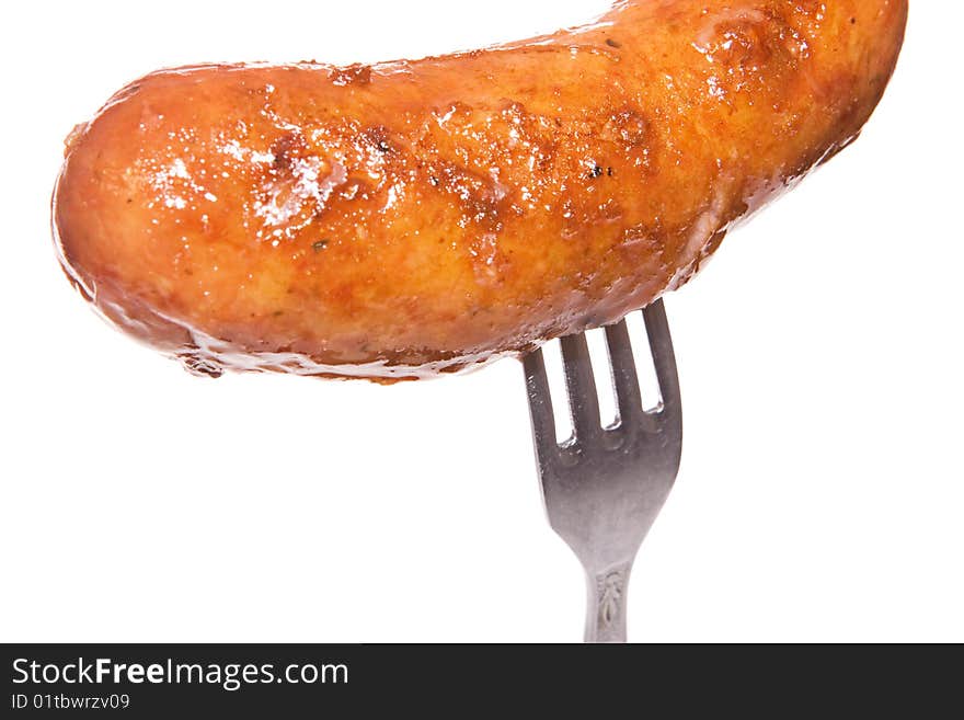 Sausage on white background.