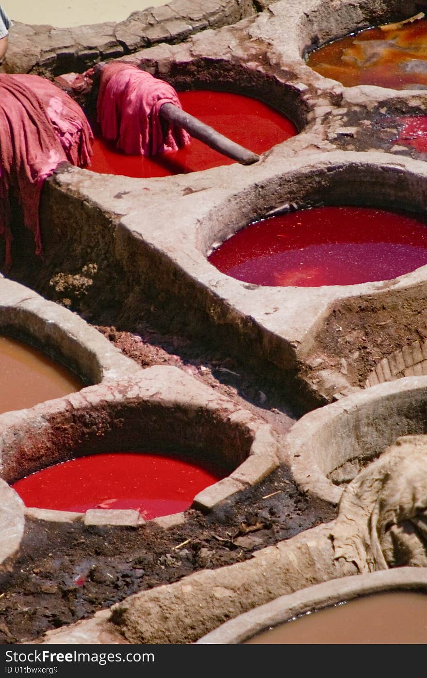 Details of a tannery in Fes, Morocco