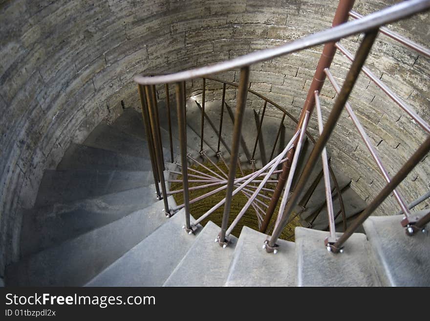 Antique pavilion spiral staircase in cathedral