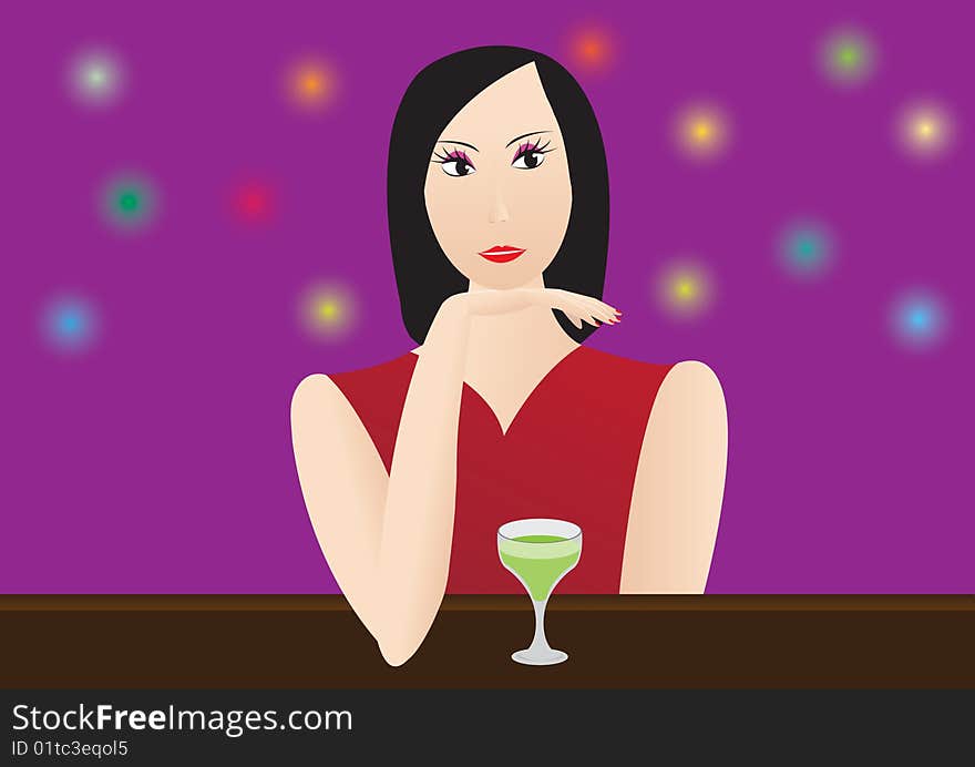 Woman sitting in a bar. Woman sitting in a bar