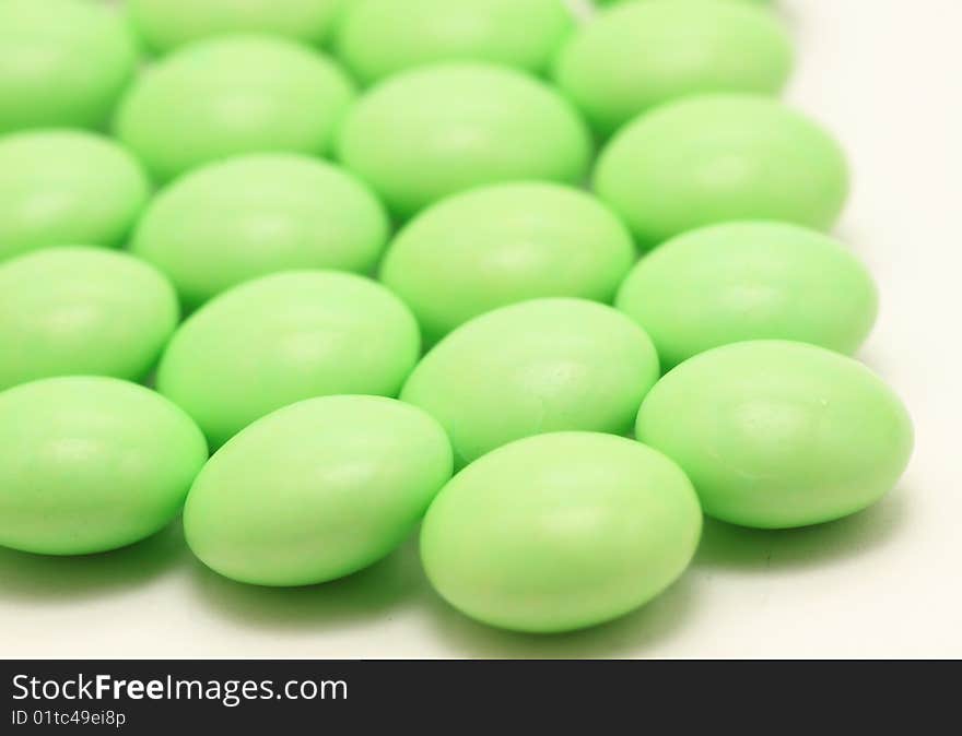 Green Pills on white background