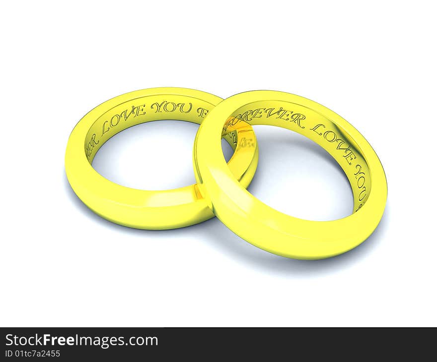 Wedding rings on a white background