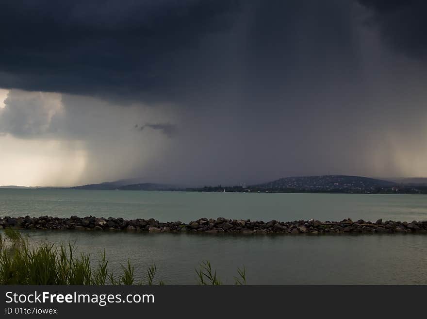 Storm over the lake Balaton