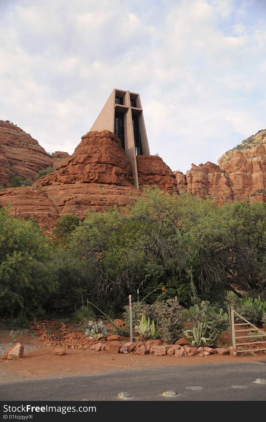 Chapel of the Holy Cross built within the red rock formations in Sedona Arizona. Chapel of the Holy Cross built within the red rock formations in Sedona Arizona