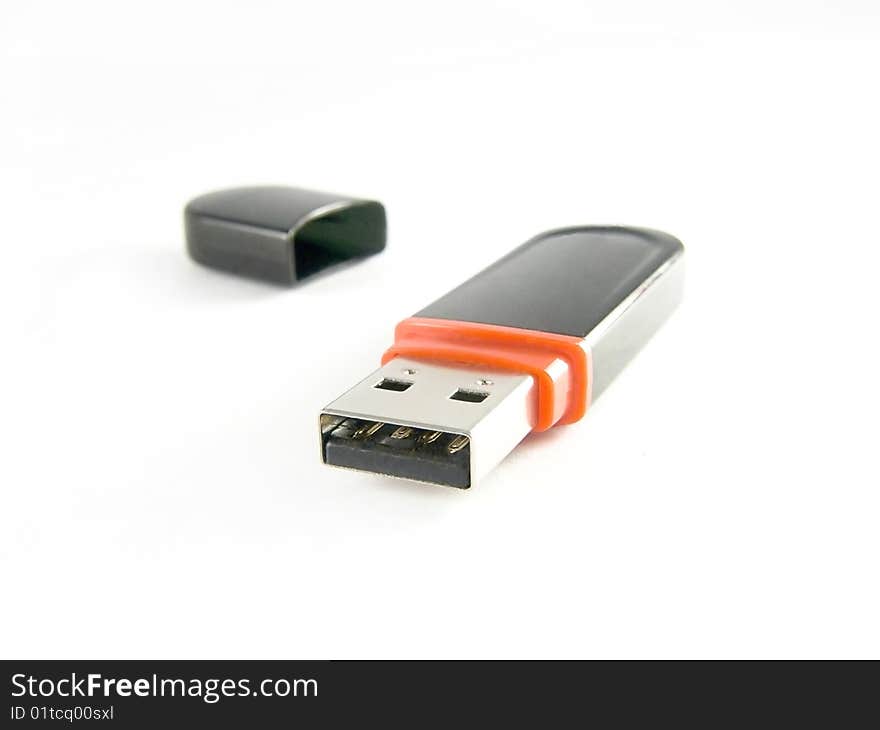 Usb flash memory, close-up, isolated on white backround