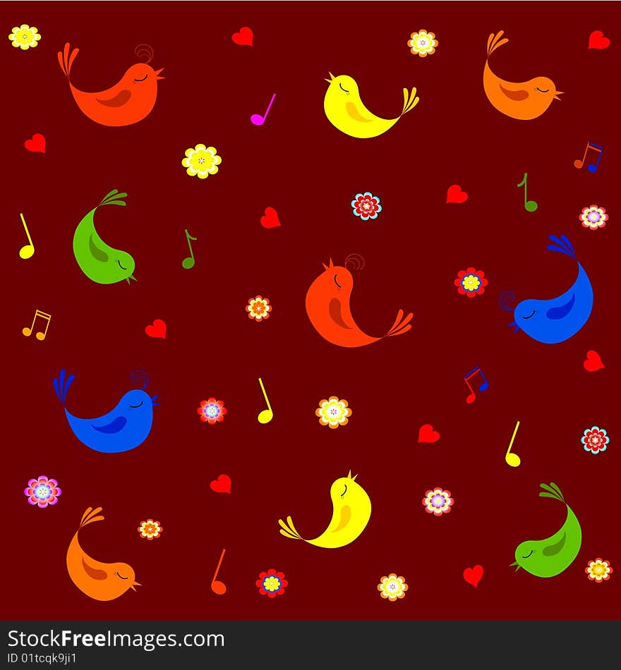 Vector Illustration Of Pattern With Cute Flowers,