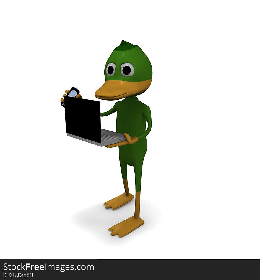 Duck, Laptop And Mobile Phone