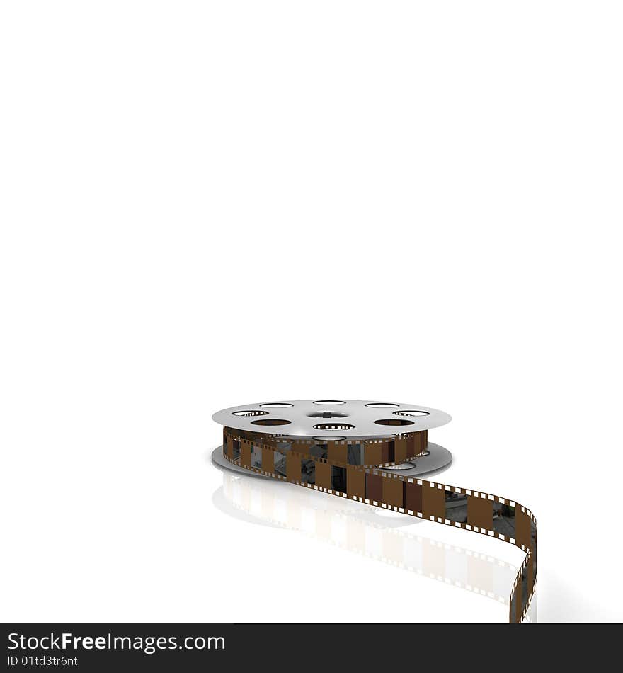 Film reel on white background