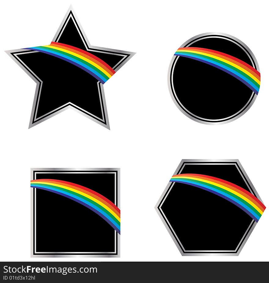 Black And Silver Rainbow Icons