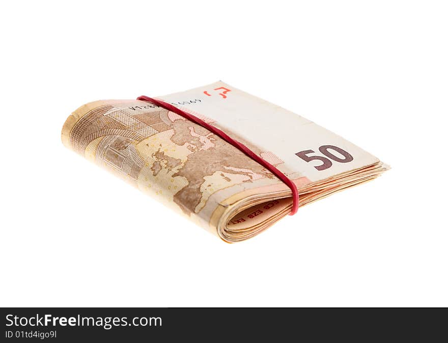 Bundle of money on white background