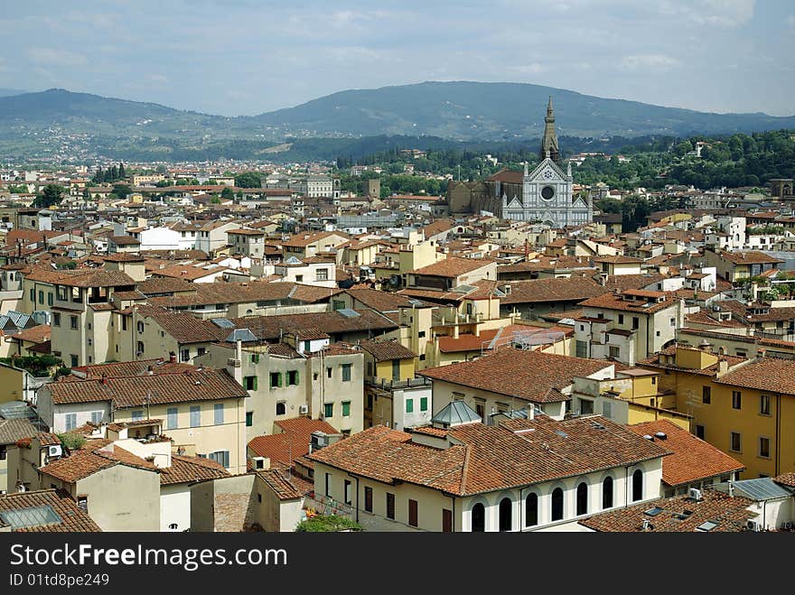 View of Florence (Firenze), with the Basilica di Santa Croce, Italy. View of Florence (Firenze), with the Basilica di Santa Croce, Italy.