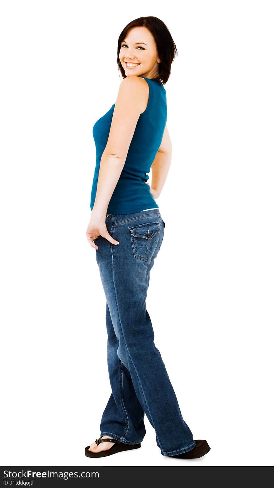 Young woman posing and standing isolated over white. Young woman posing and standing isolated over white