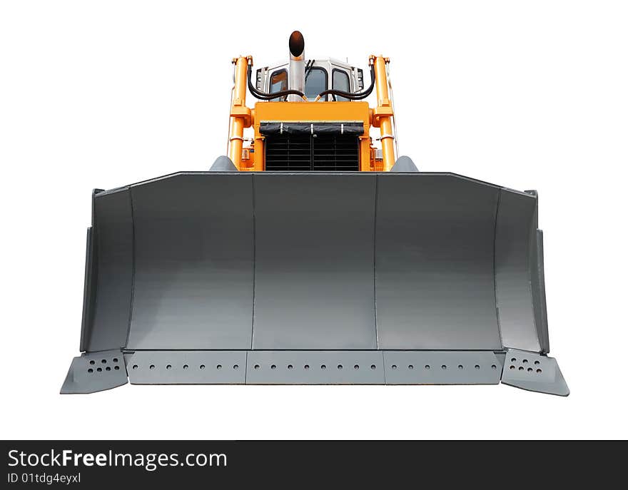 Yellow bulldozer isolated over a white background