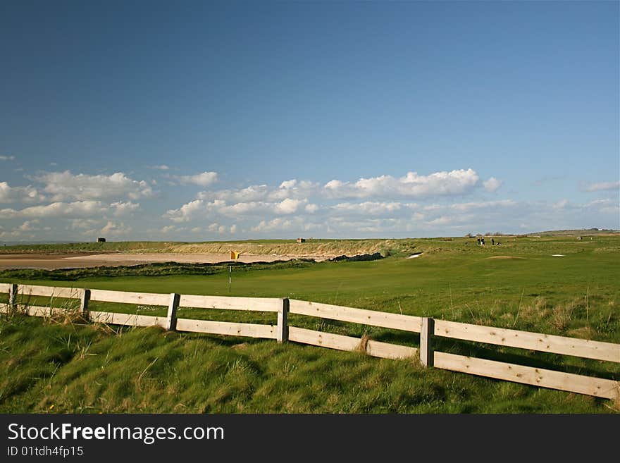 An old links golf course on the sea in Scotland. An old links golf course on the sea in Scotland