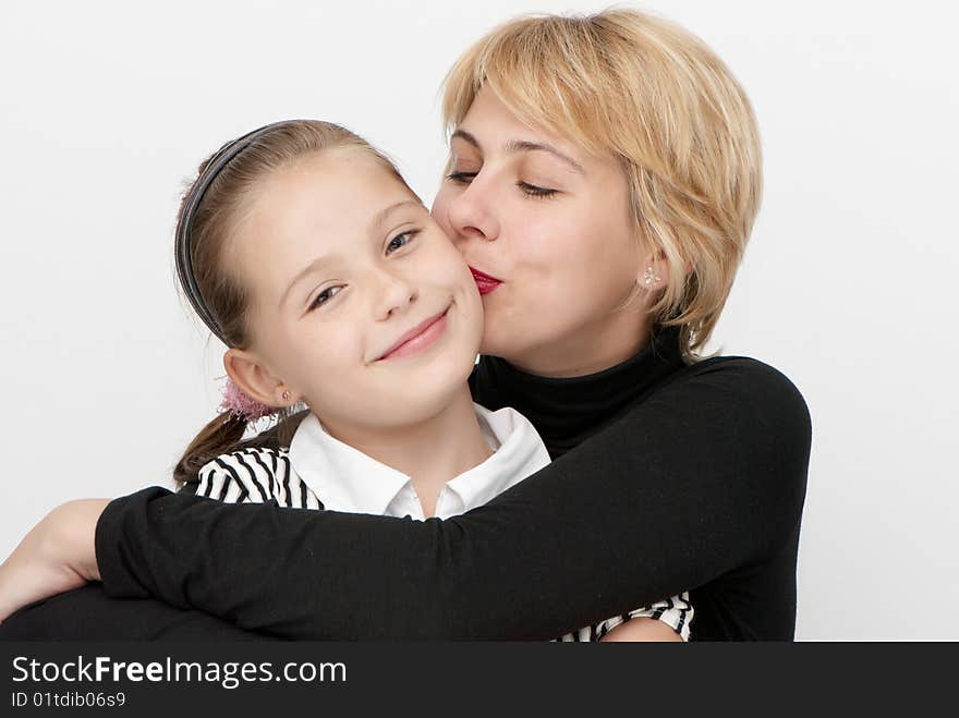 Portrait of mother with a daughter.