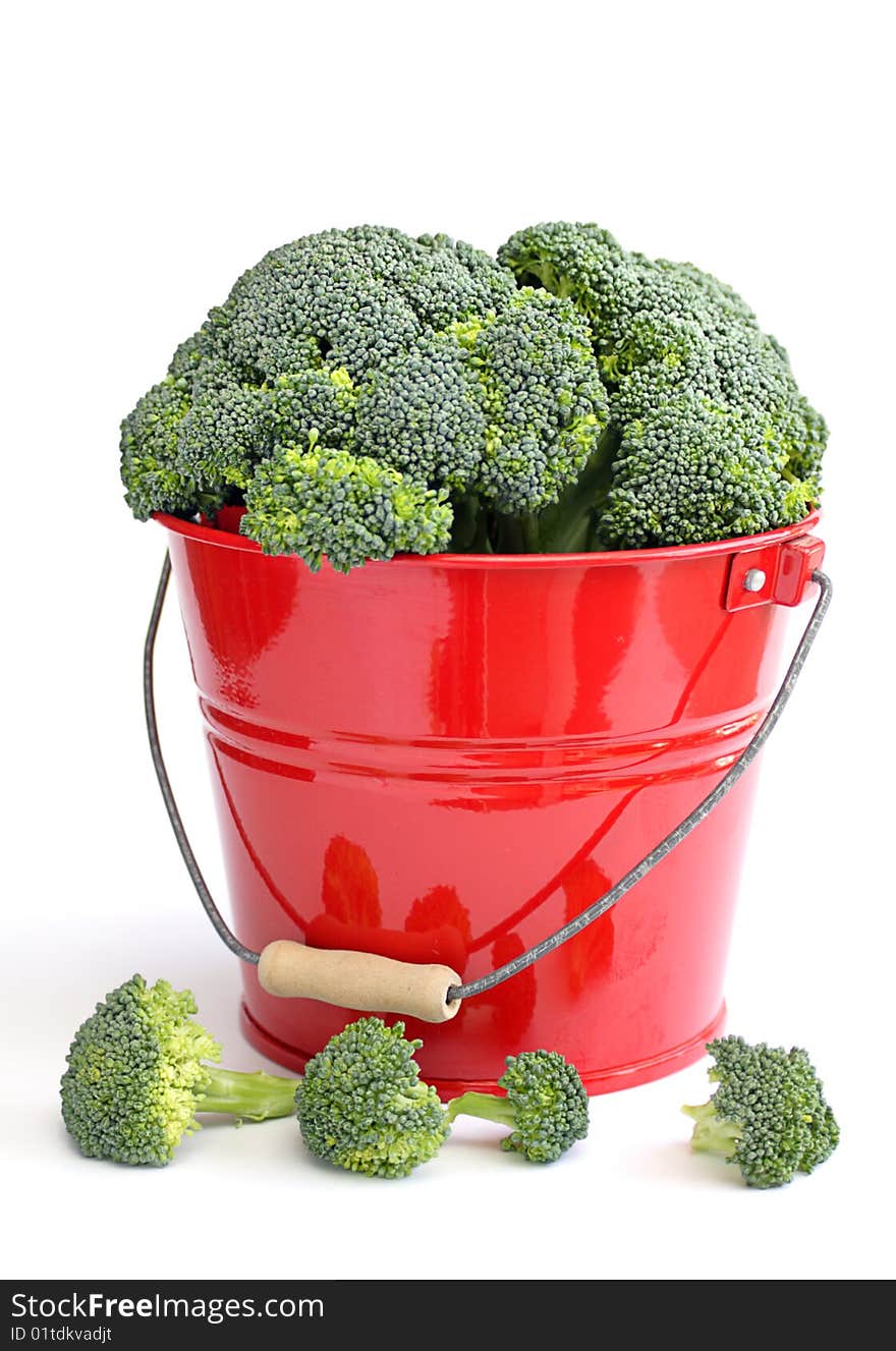 Fresh heads of broccoli from the garden waiting to be eaten