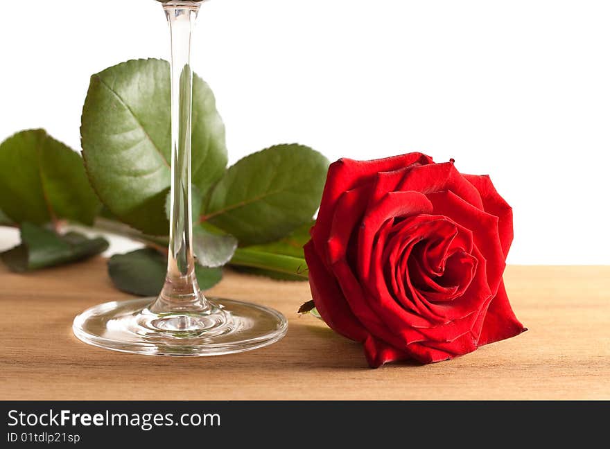 Red Rose And Wine Glass