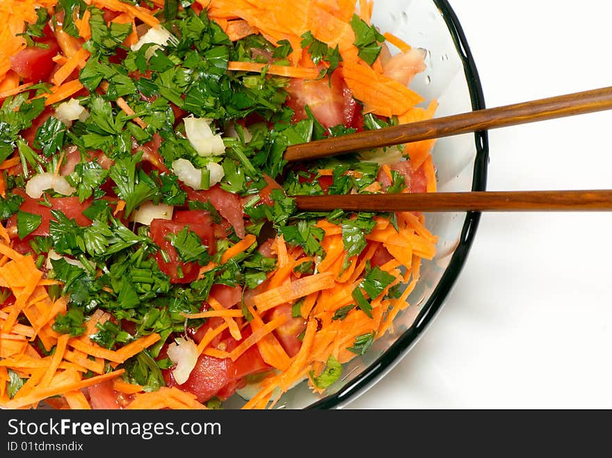 Closeup on a fresh salad bowl.