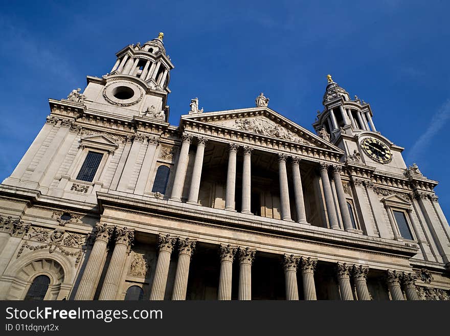 The facade of St Pauls Cathedral, London. The facade of St Pauls Cathedral, London