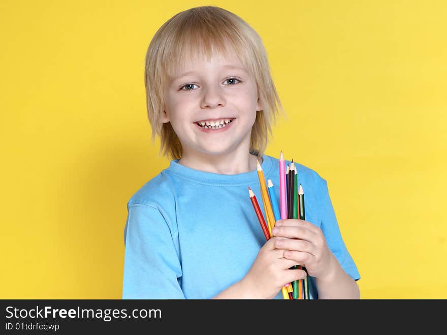 The Small Schoolboy With Pencils