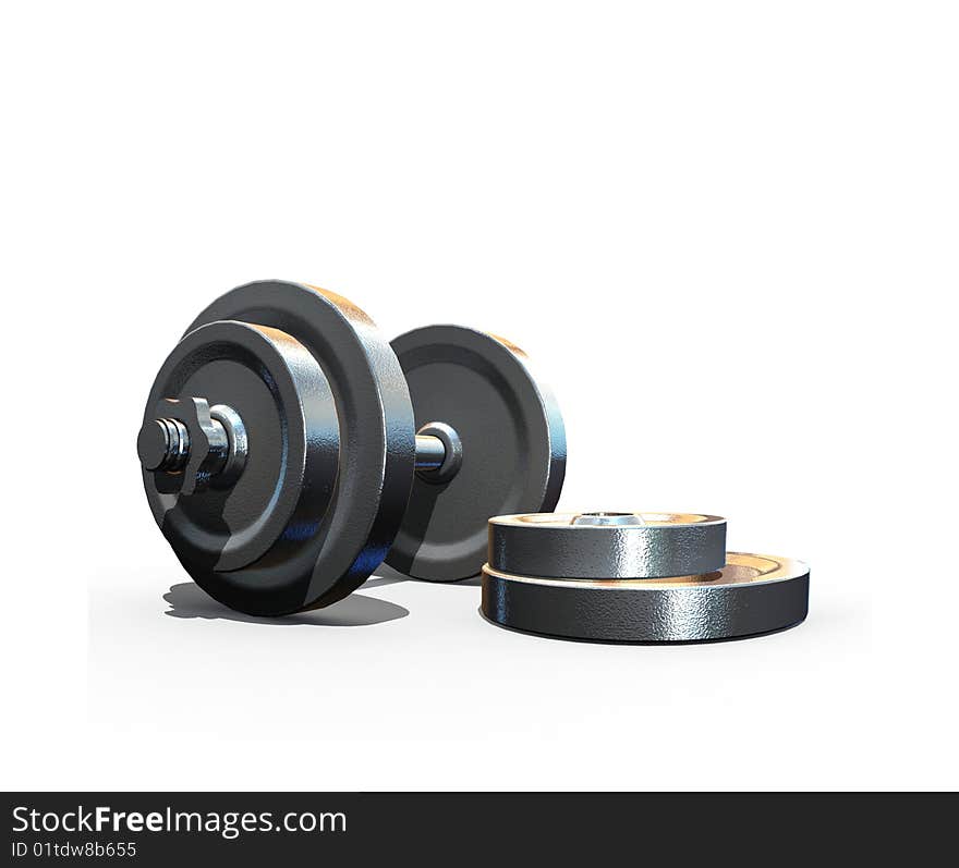 Isolated dumbbell on white background - 3d render