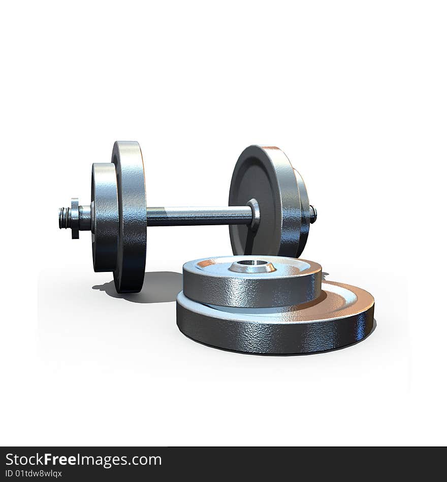 Isolated dumbbell on white background - 3d render