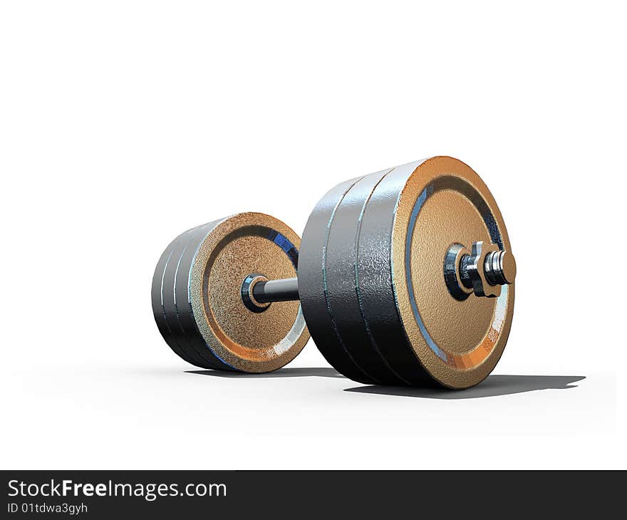 Isolated dumbbell on white background - 3d render