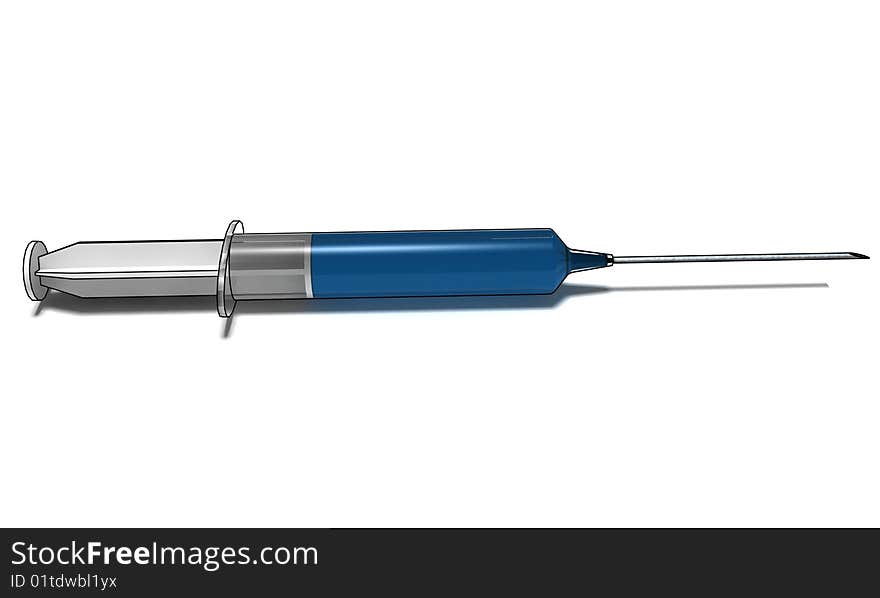 Filled syringe on white background - isolated 3d illustration