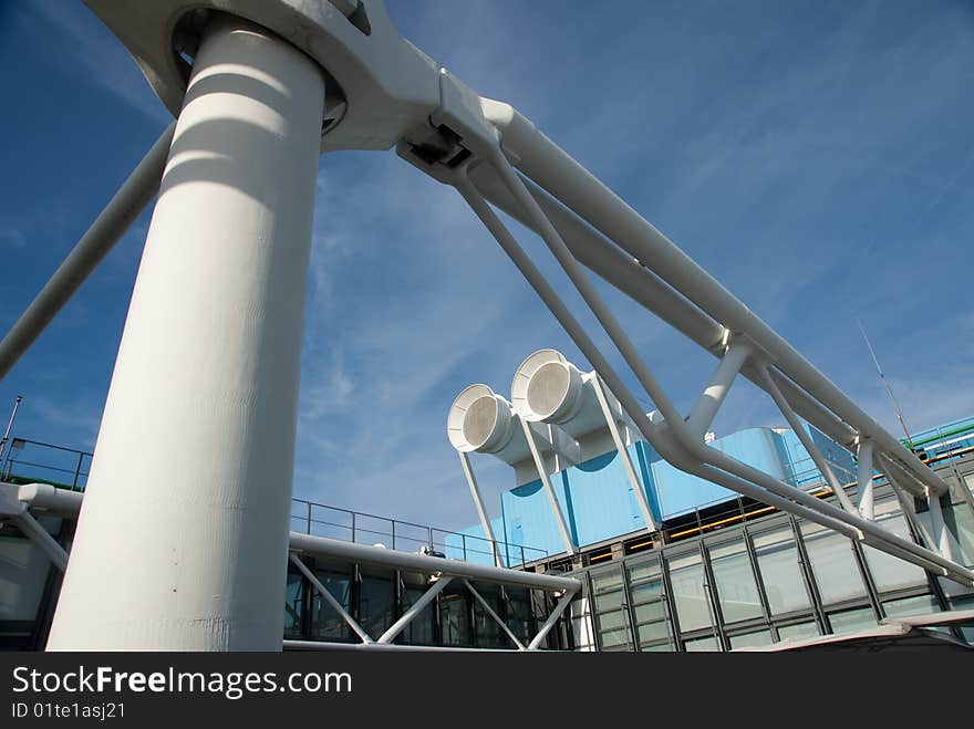 Industrial building exterior with plastic and metal pipes. Industrial building exterior with plastic and metal pipes