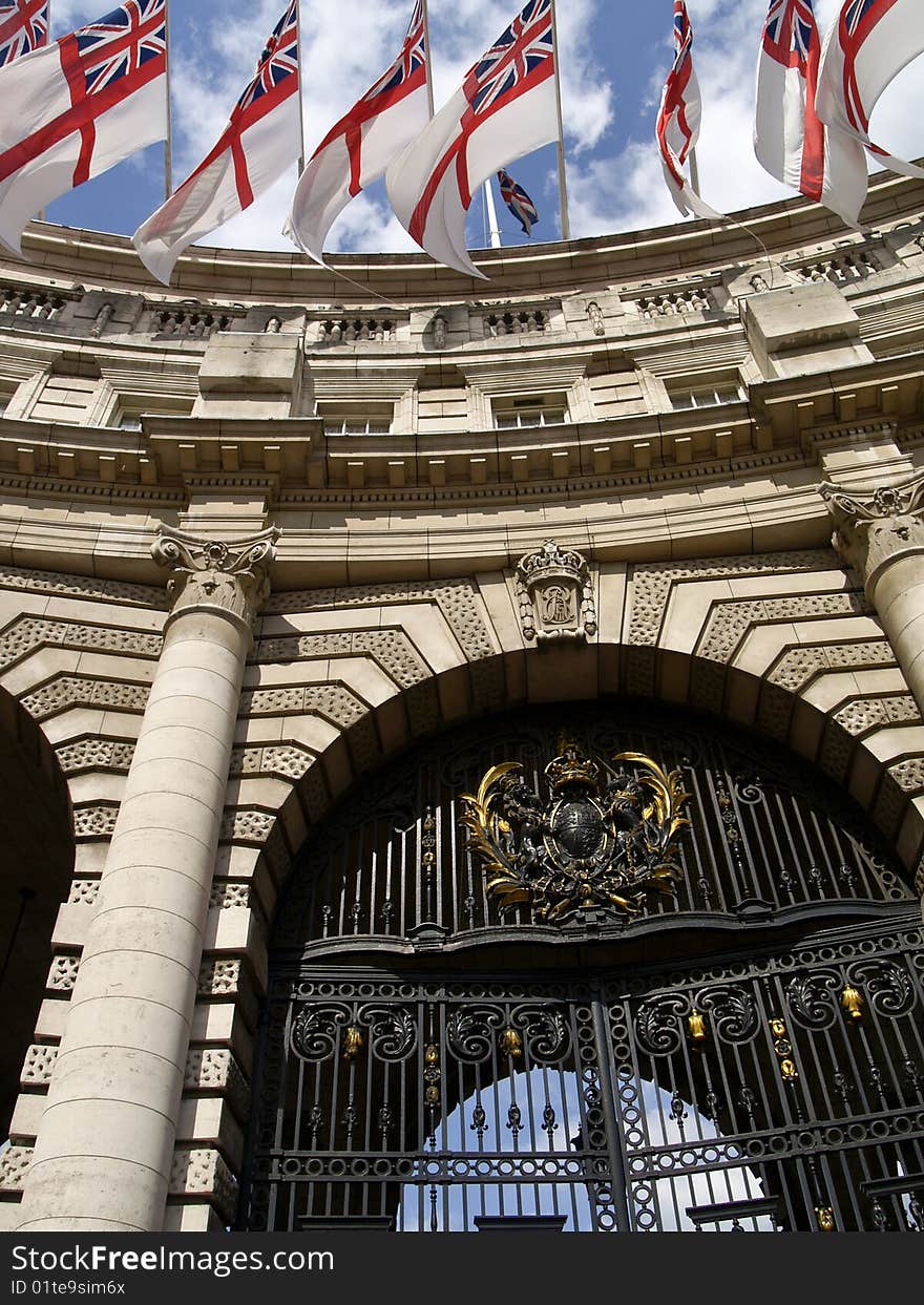 Flags over the Admiralty Arch, The Mall England.