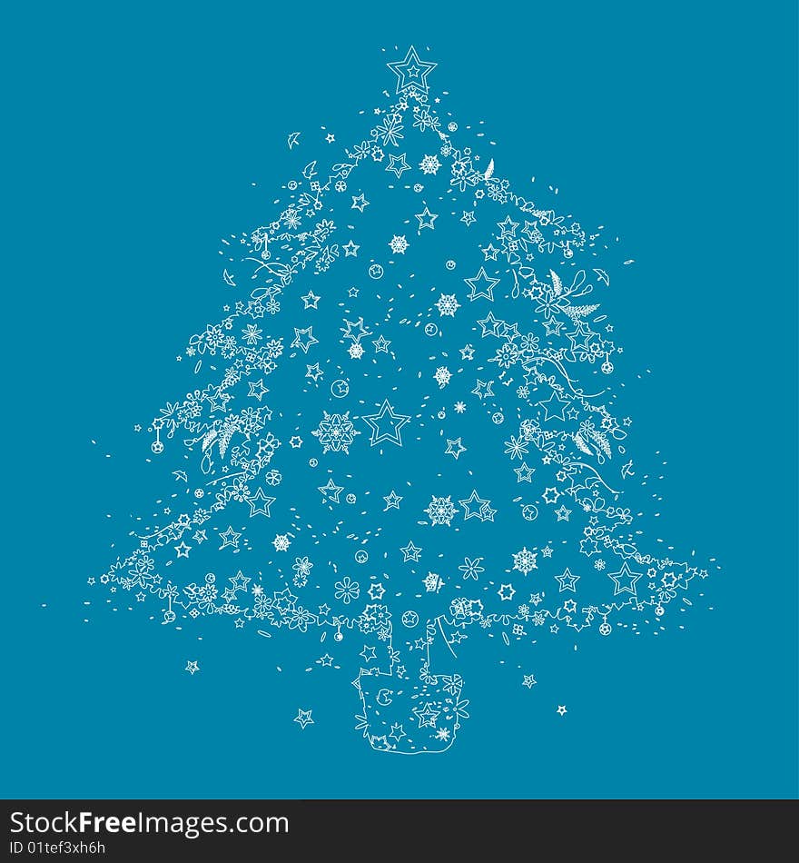 The christmas tree pattern with snowflakes, created by adobe illustrator CS. The christmas tree pattern with snowflakes, created by adobe illustrator CS