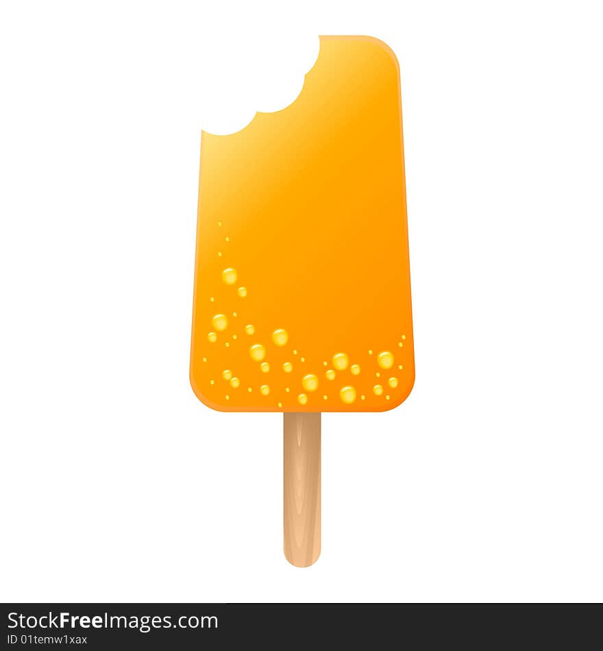 Illusration of an orange ice lolly with a bite taken out. Available in jpeg and eps8 format.