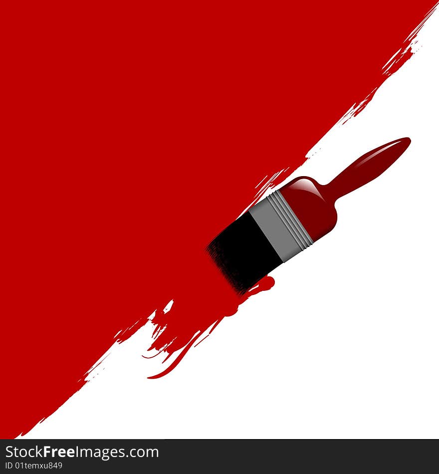 Illustration of a paint brush painting a wall. Available in jpeg and eps8 formats.