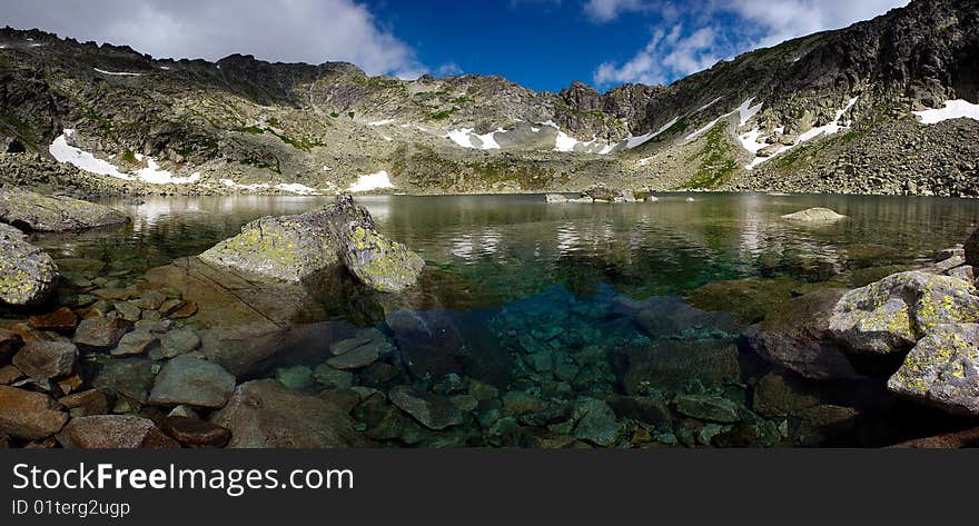 Mountain lake with pure water, view under surface. Mountain lake with pure water, view under surface