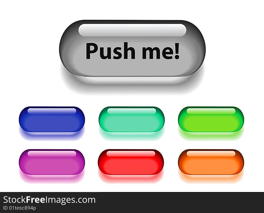 Bright transparent buttons on white background. Bright transparent buttons on white background