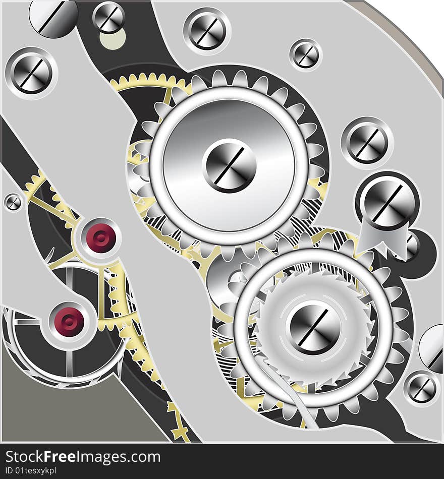 Clock inside is many gears