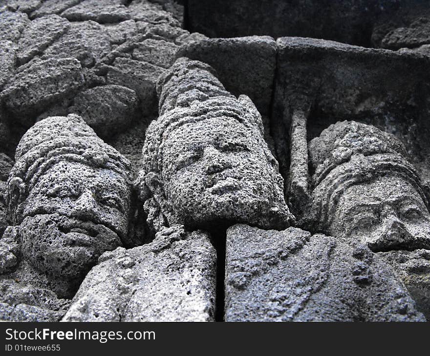 Image of some faces in the ancient city of borobudur. Image of some faces in the ancient city of borobudur