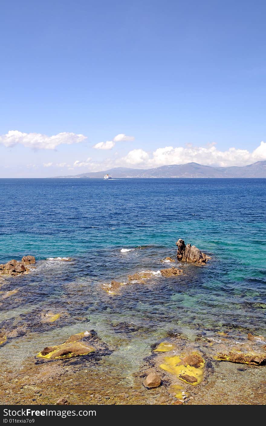 Blue seascape of mediterranean sea