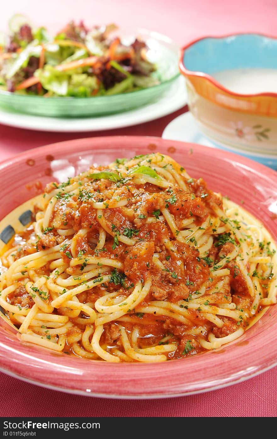 Italy seafood noodles on white dish