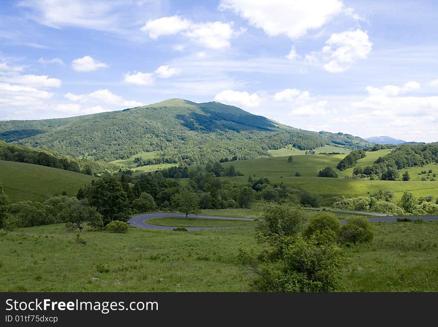 Top of Bieszczady Mountains National Park in Poland